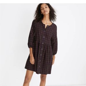 Madewell Plaid Flannel Raglan Button-Front Shirtdress. Size 00.